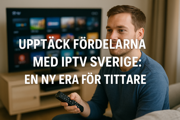 IPTV Sverige: En modern bild av svensk IPTV med kända landmärken och digitala element.